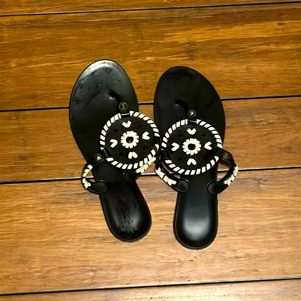 Jack Rogers Georgica Black Jelly Jeweled Women’s Sz 6 Slip On Slide Sandals